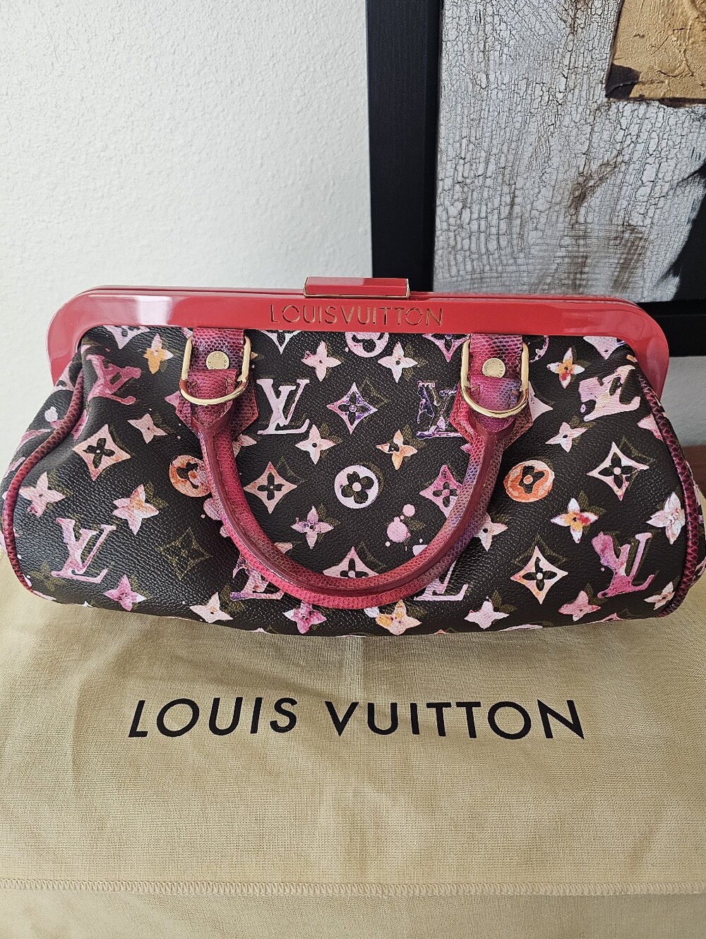 💯AUTHENTIC LOUIS VUITTON AQUARELLE WATERCOLOR MONOGRAM PAPILLON FRAME BAG